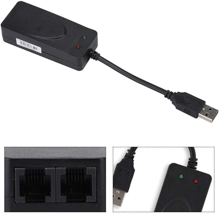 ASHATA Faxmodem 56K,Dual Port USB2.0 56K Externes Faxmodem USB Modem für 98/2000/ME/XP/Vista/CE5.0/1