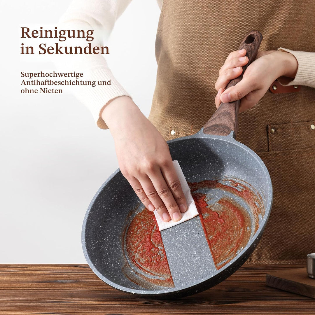 SENSARTE 28cm Antihaft Bratpfanne Skillet, Schweizer Granit Beschichtung Omelette Pfanne, Gesunde St