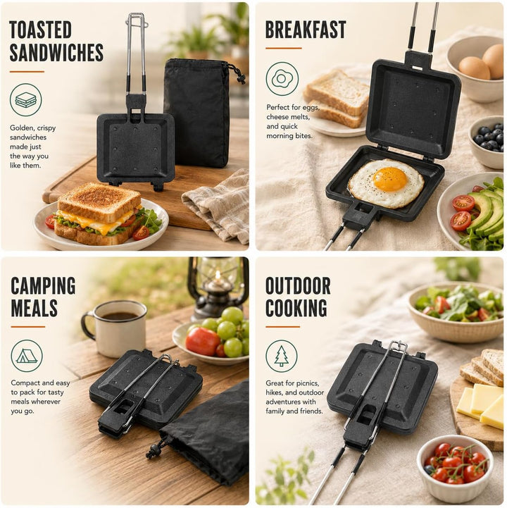 Multifunktionaler Sandwichmaker, faltbar, tragbar, antihaftbeschichtet, Frühstücksform, Presspfanne,