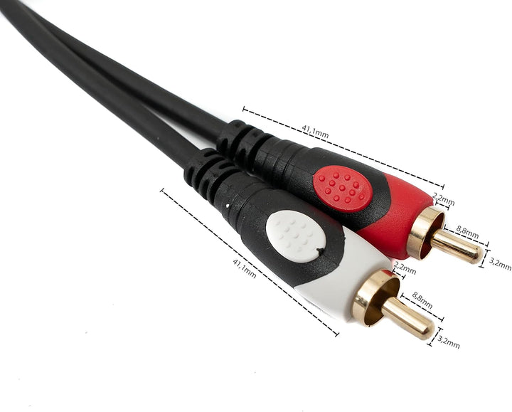 System-S Cinch 2 RCA Kabel 20 m Stecker zu Stecker Stereo AV Adapter in Schwarz