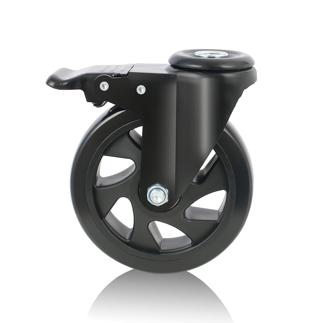 Möbelrolle mit Bremse, 125mm Lenkrollen mit M12 Rückenloch, Transportrollen Doppellager mit 360-Grad