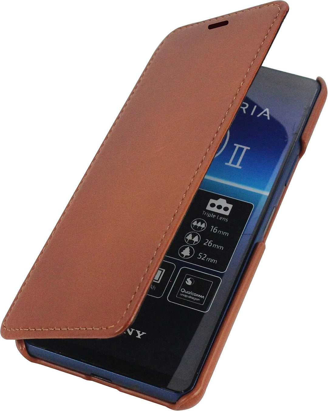 STILGUT Book Case kompatibel mit Sony Xperia 10 II Hülle aus Leder zum Klappen, Klapphülle, Handyhül