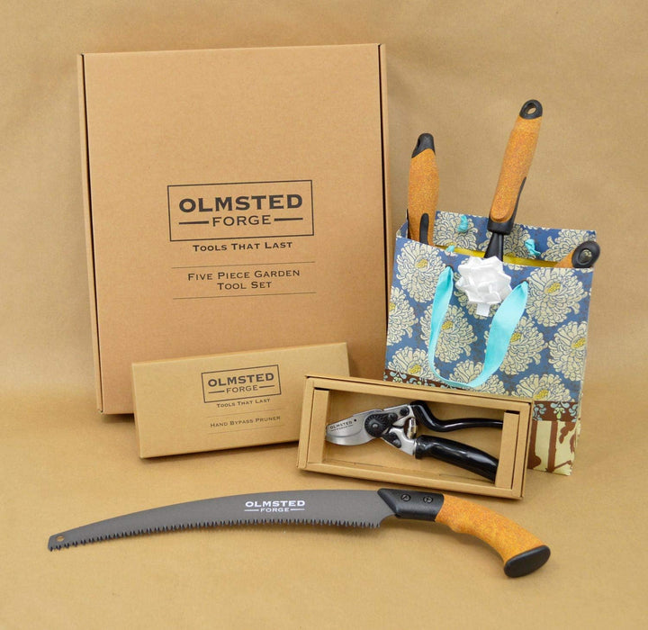 Olmsted Forge Gartenwerkzeug-Set, 5-teilig, robuster pulverbeschichteter Stahl, Korkgriff