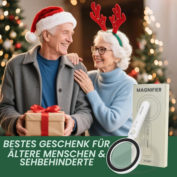 Grosse Lupe mit Licht USB Aufladbar, 10X 30X Leselupe mit Licht für Senioren Gross, 36 LED & 5 Licht