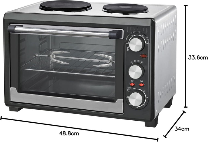 Syntrox 26 l Minibackofen 2 Kochplatten Etass | Kleinküche | Miniofen | Pizzaofen, für kleine Küchen
