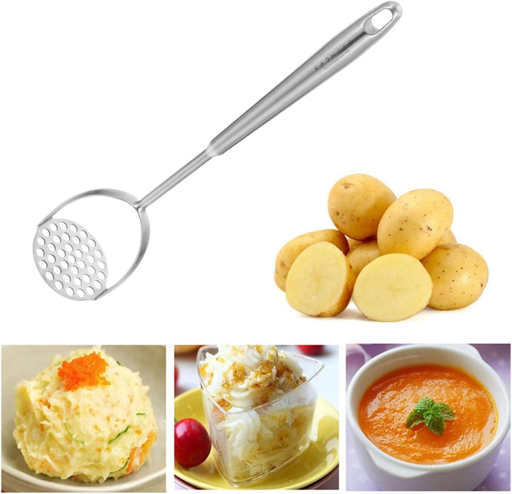 Edelstahl Kartoffelstampfer mit Langem Griff Robustes Küchenutensil für Kartoffelpüree Gemüse Frucht