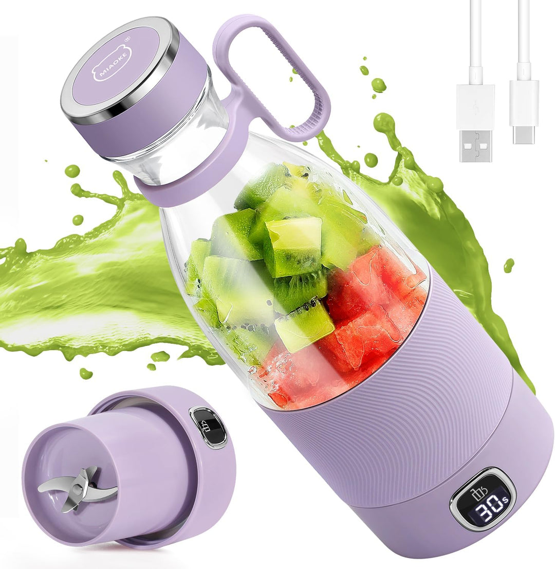 MIAOKE Tragbarer Mixer, 6 Klingen, Entsafterbecher für Saft-Shakes und Smoothies, 350 ml, Mini-Mixer