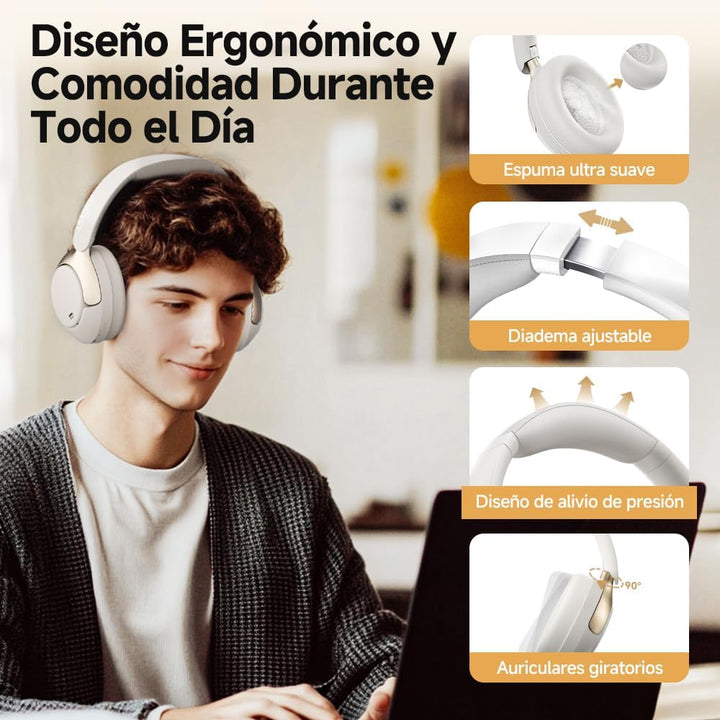 QCY H3 PRO Over Ear kopfhörer Bluetooth,50db Adaptives aktives Noise Cancelling mit Mehreren Modi,Hi