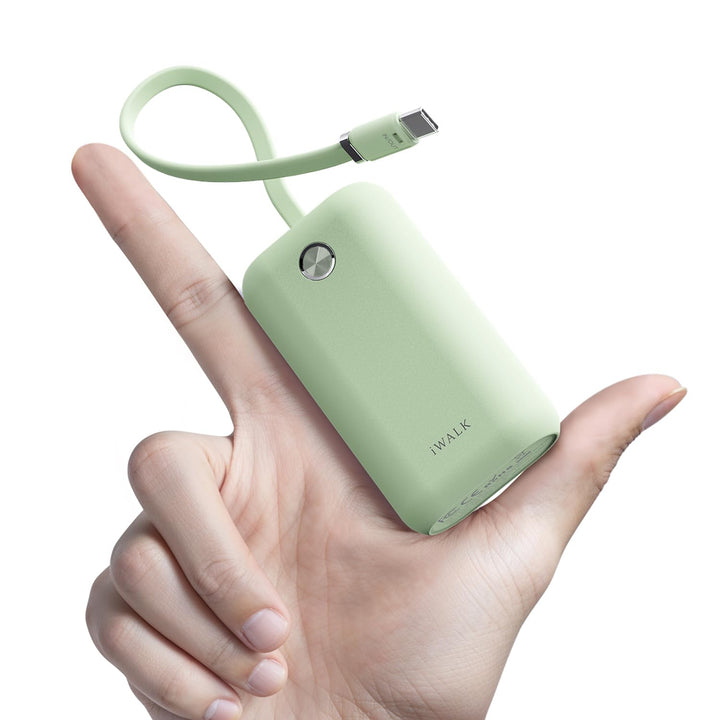 iWALK Mini Tragbares Ladegerät 10000 mAh, 22,5W USB-C Powerbank mit integriertem Kabel, Ultra-kompak