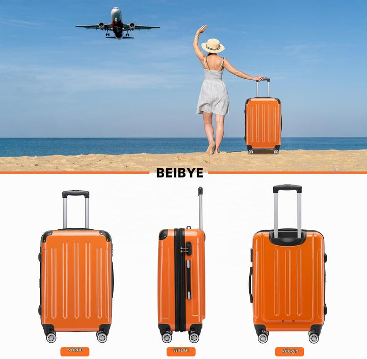 BEIBYE Zwillingsrollen 2048 Hartschale Trolley Koffer Reisekoffer Taschen Gepäck in M-L-XL-Set (Oran