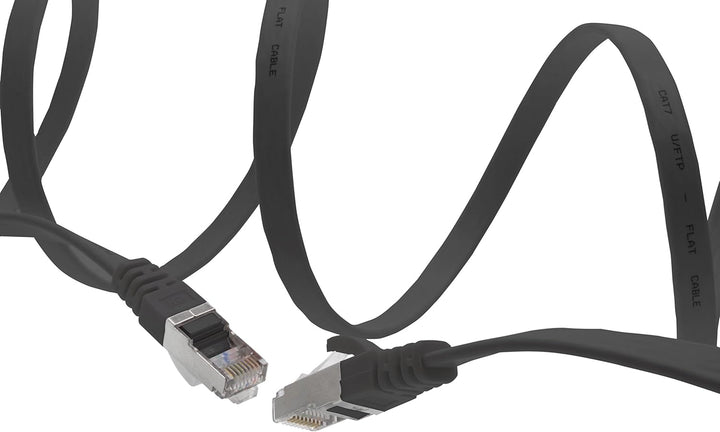 10m - schwarz - 10 Stück CAT.7 Gigabit Ethernet LAN Flachband Flachbandkabel (RJ45) Netzwerkkabel Ro