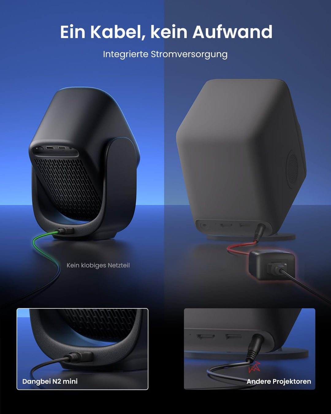 Dangbei N2 mini Smart Beamer mit Ständer, Offizielles Netflix Heimprojektor 1080P Full HD, Autofokus