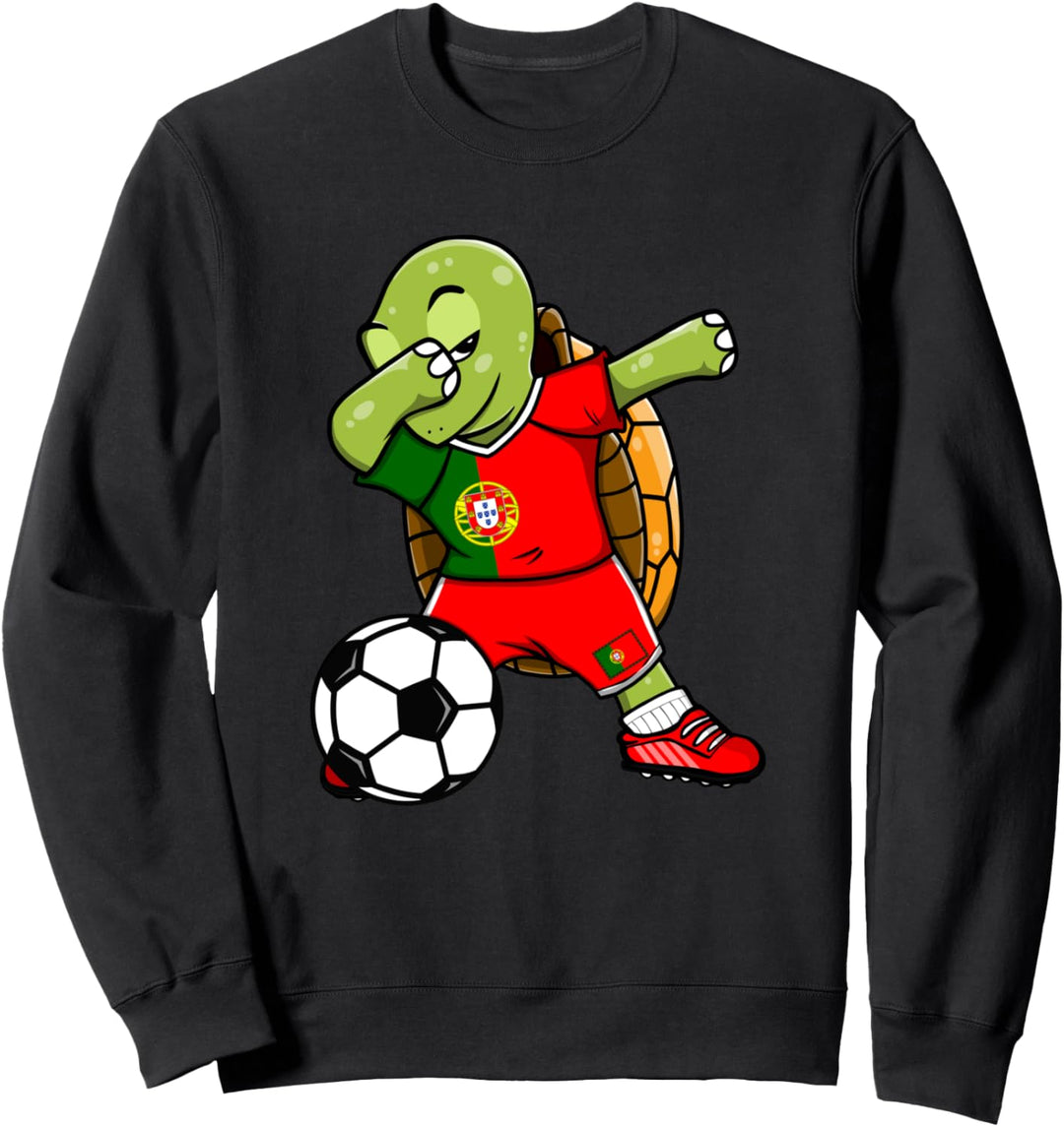 Dabbing Schildkröte Portugal Fussball Portugiesische Flagge Sweatshirt
