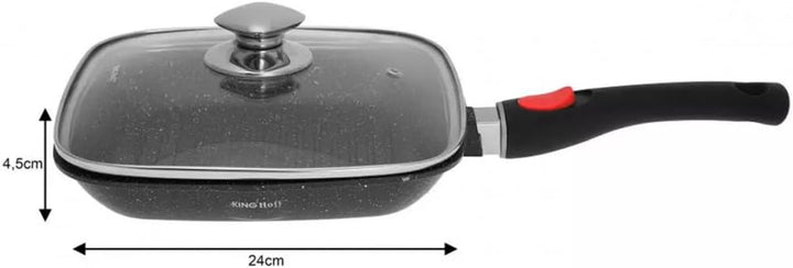 24cm Anti-Haft-Grillpfanne mit Marmorbeschichtung und abnehmbarer Griff KINGHOFF KH-1510
