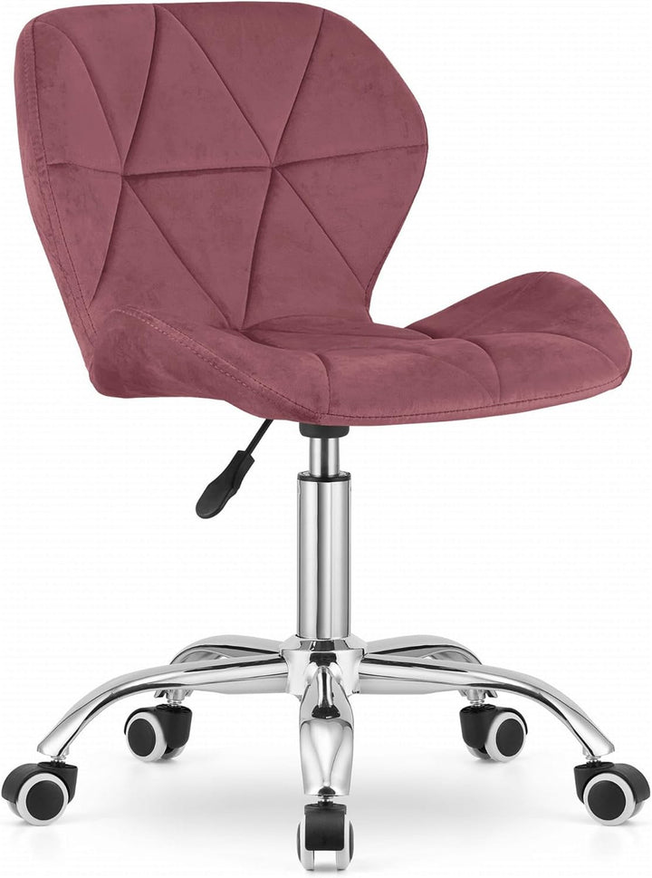 NMK HOME Drehstuhl mit Rollen - Höhenverstellbar Polsterstuhl - Home Office Samt Stuhl mit Geometris
