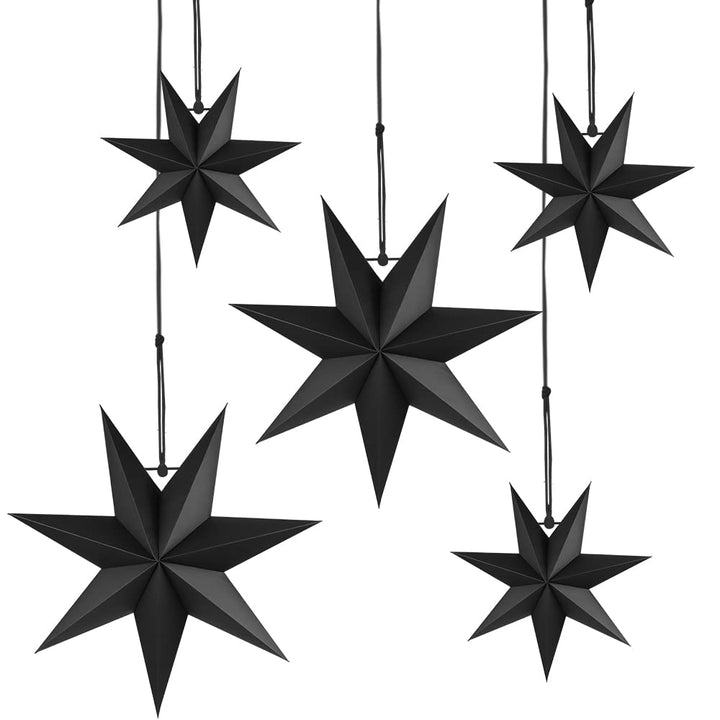 Faltstern Weihnachten, 7 Zacken Faltsterne Schwarz 5 Stück, 2 Stück Durchmesser 40 cm, 3 Stück Durch