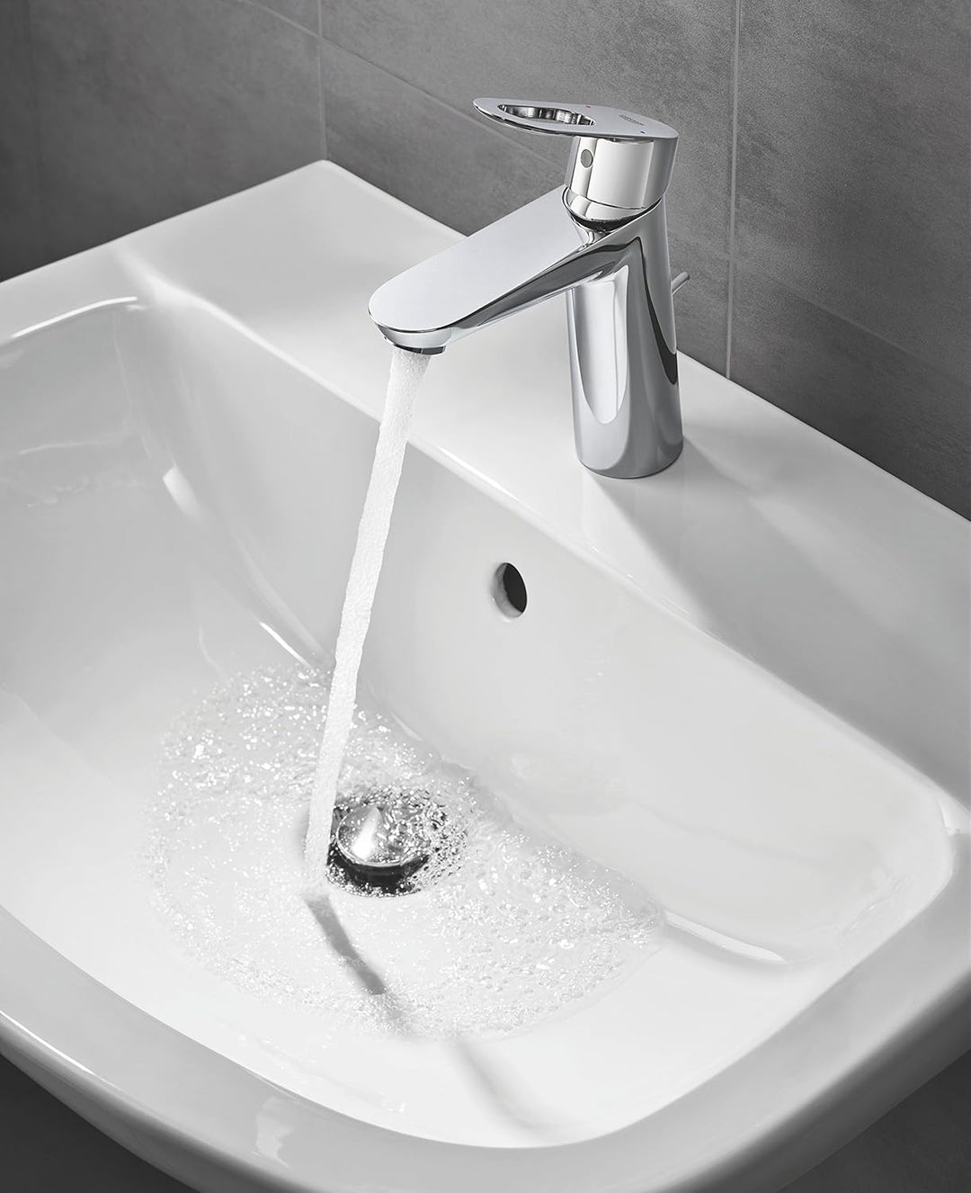 GROHE BauLoop, Waschtischarmatur, wassersparend (Wasserhahn für das Bad, 17cm hoch, Badarmatur mit Z