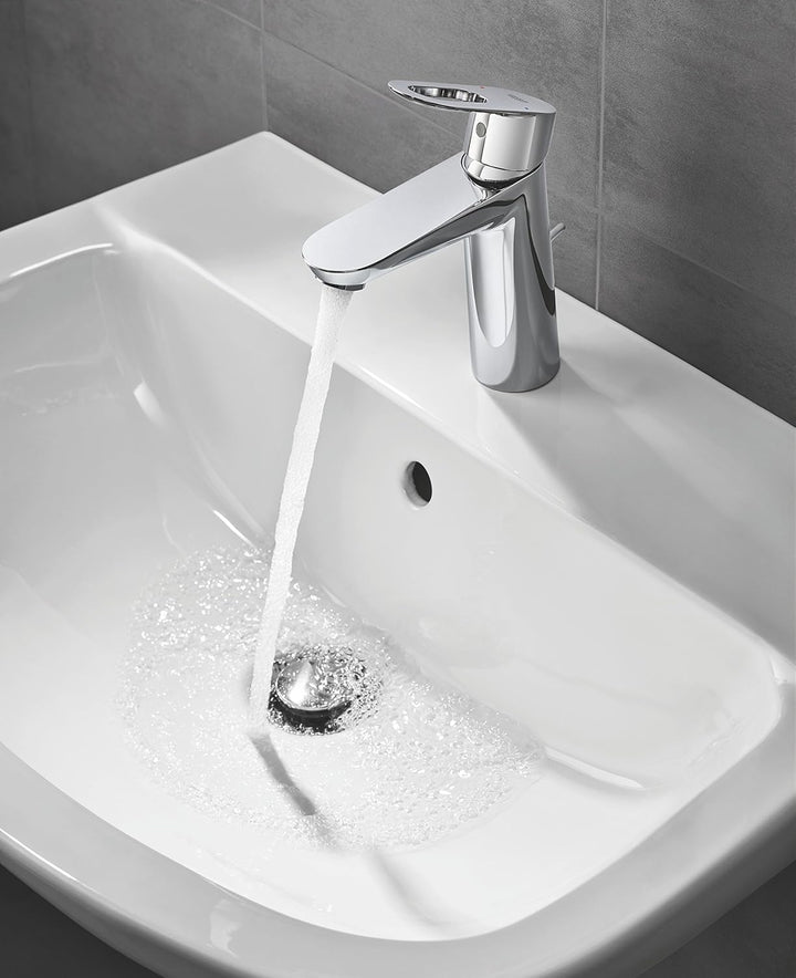 GROHE BauLoop, Waschtischarmatur, wassersparend (Wasserhahn für das Bad, 17cm hoch, Badarmatur mit Z