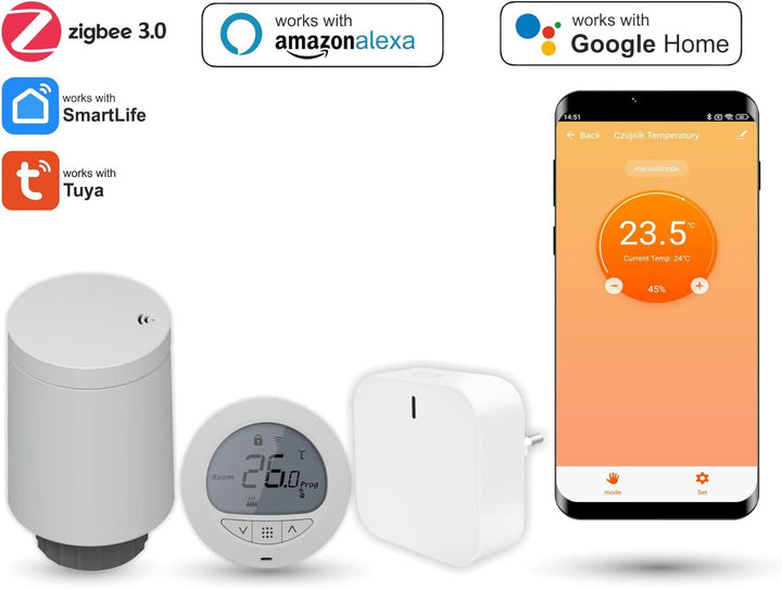 Automat-on Set für Fussbodenheizung mit Smart Heizkörperthermostat, Thermostat Fussbodenheizung und