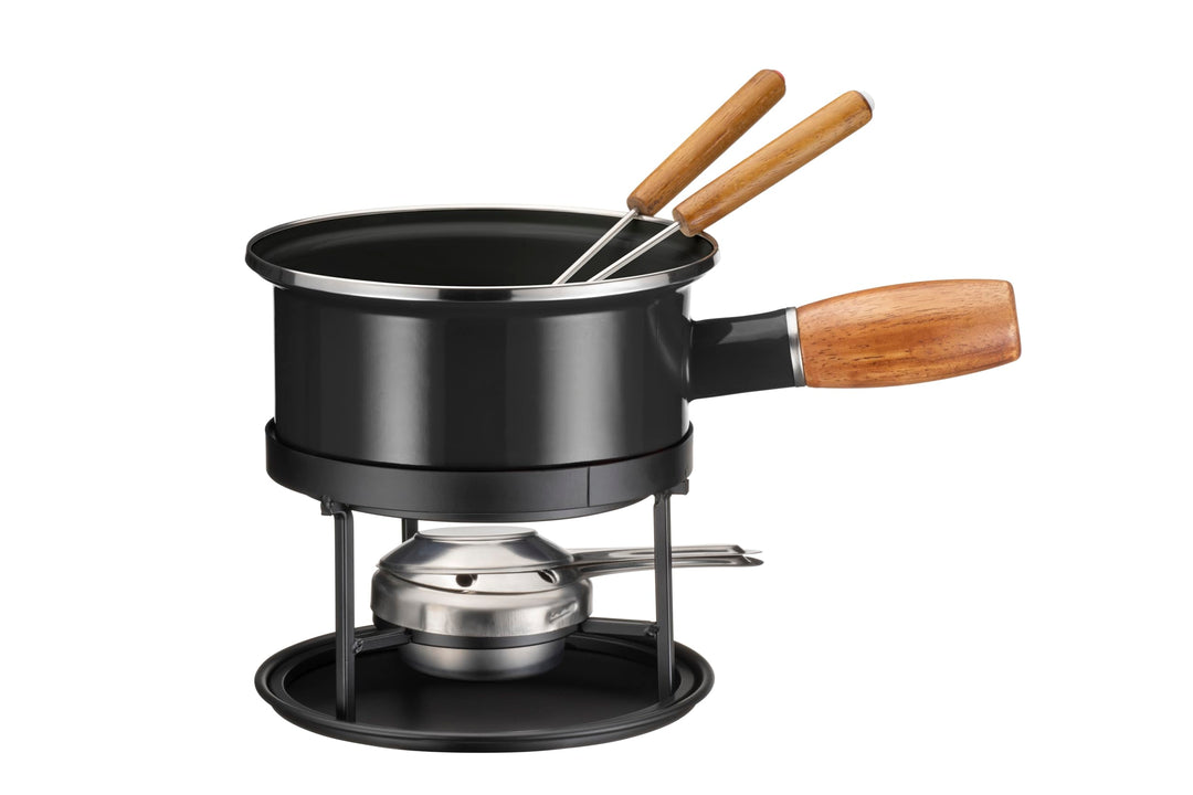 MÄSER 935481 Käsefondue schwarz Emaille für 2, Fondue Set für Zwei Personen, Edelstahl