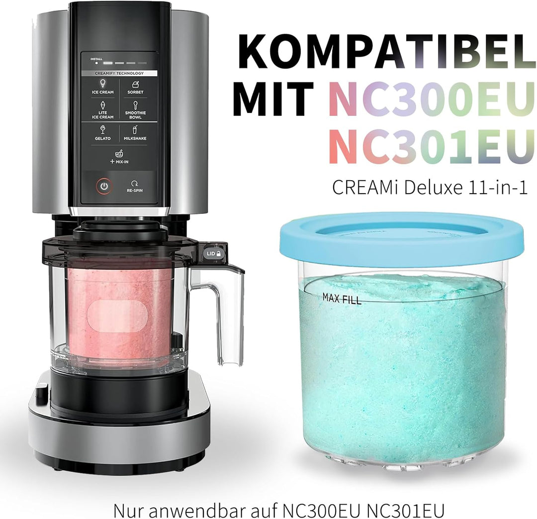 4Pcs Behälter Für Ninja CREAMI NC300EU NC301EU - Spülmaschinenfest, BPA-frei, Auslaufsicher Für Ninj