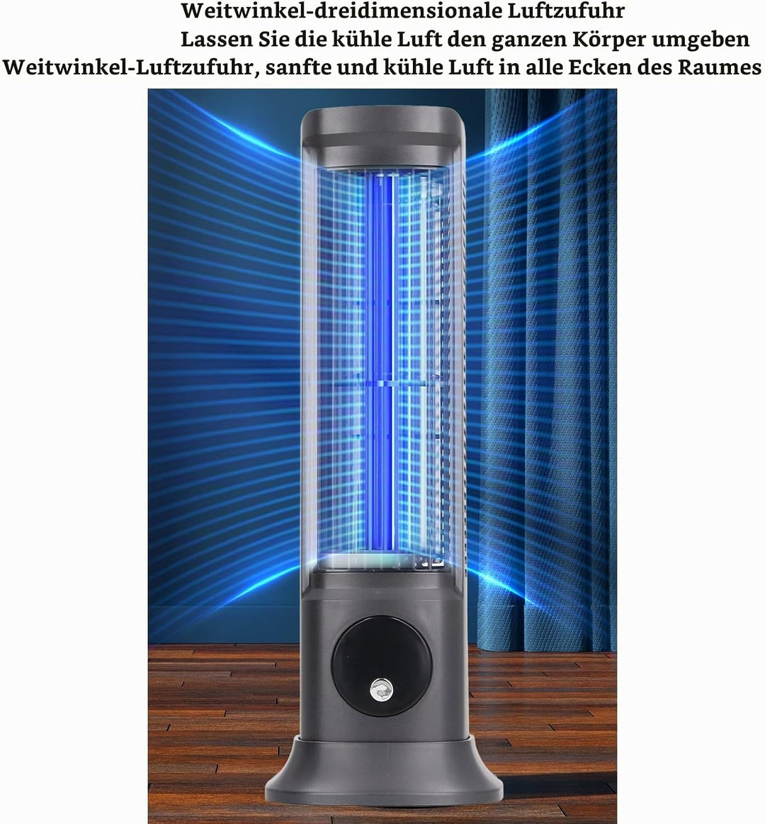 Goshyda Desktop-Turmventilator, Tragbarer Blattloser Tischventilator mit 3 Einstellbaren Geschwindig