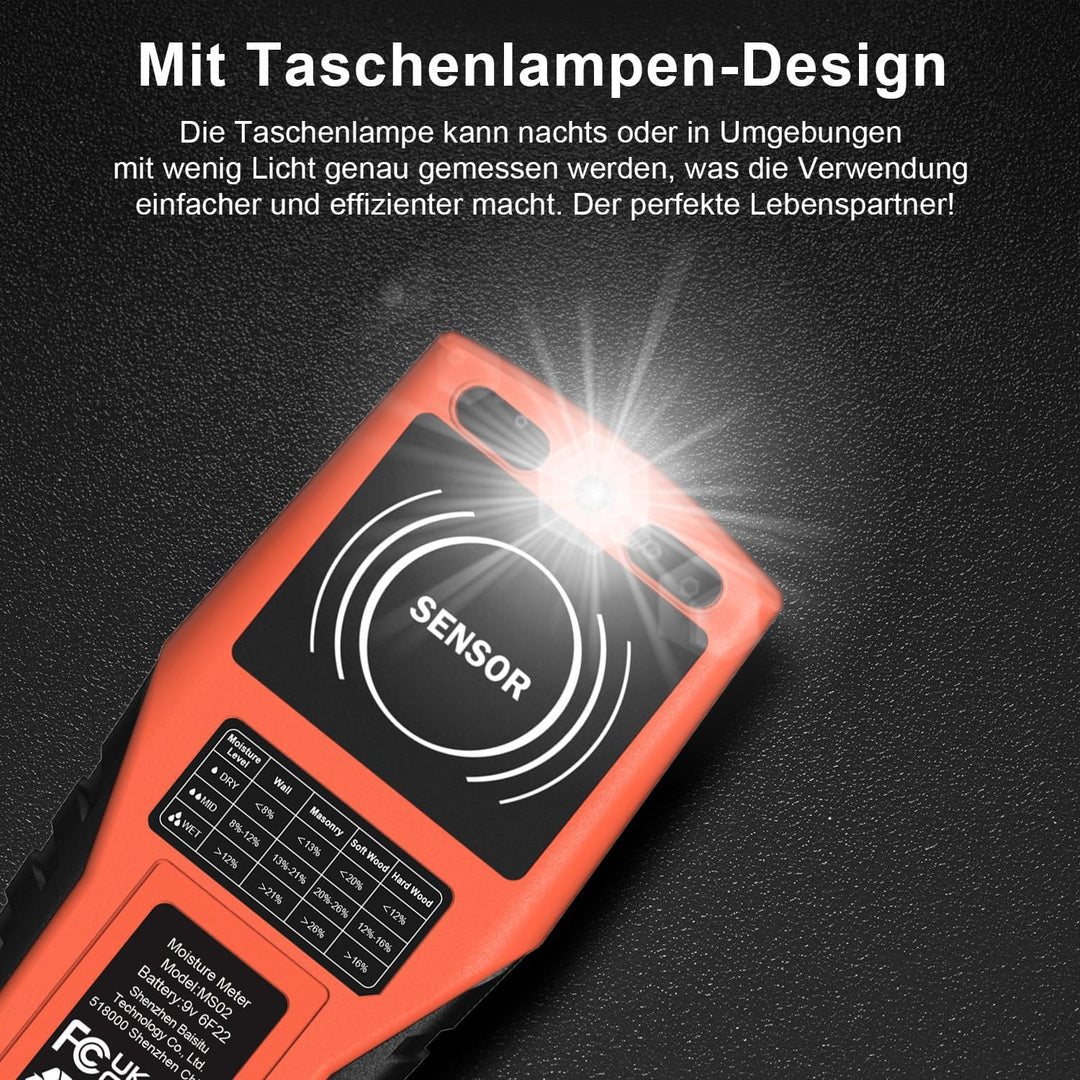 LASELION Nicht-invasive Feuchtigkeitsmessgerät MS02 Feuchtigkeitsmesser Detector Holzfeuchtemessgerä