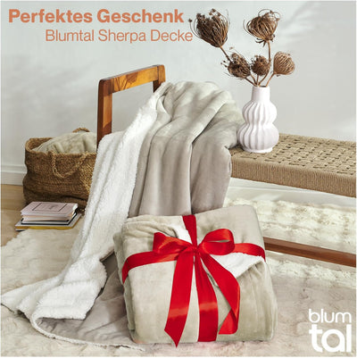 Blumtal Premium Sherpa Kuscheldecke flauschig - Wohndecke Kuscheldecke 130x150 cm - OEKO-TEX zertifi