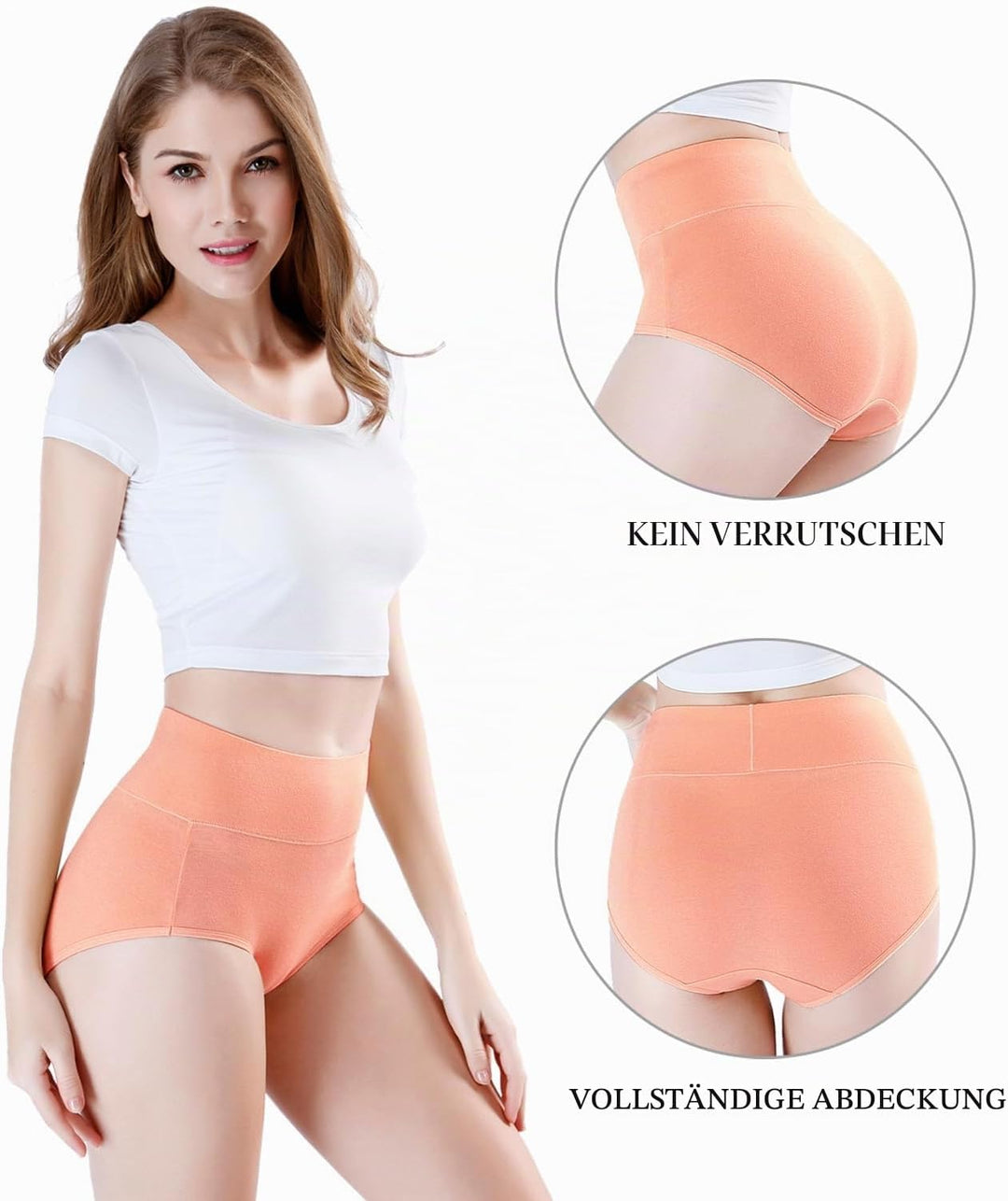 wirarpa Unterhosen Damen Baumwolle Frauen Unterwäsche Hohe Taille Slips Hoher Taillenslip 4er Pack M