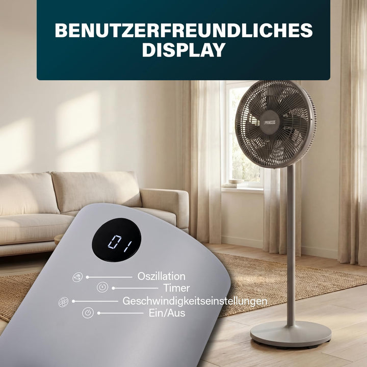 Princess Säulenventilator - Elegantes Design - 30 W - Leistungsstark, Leise, Energieeffizient - Durc