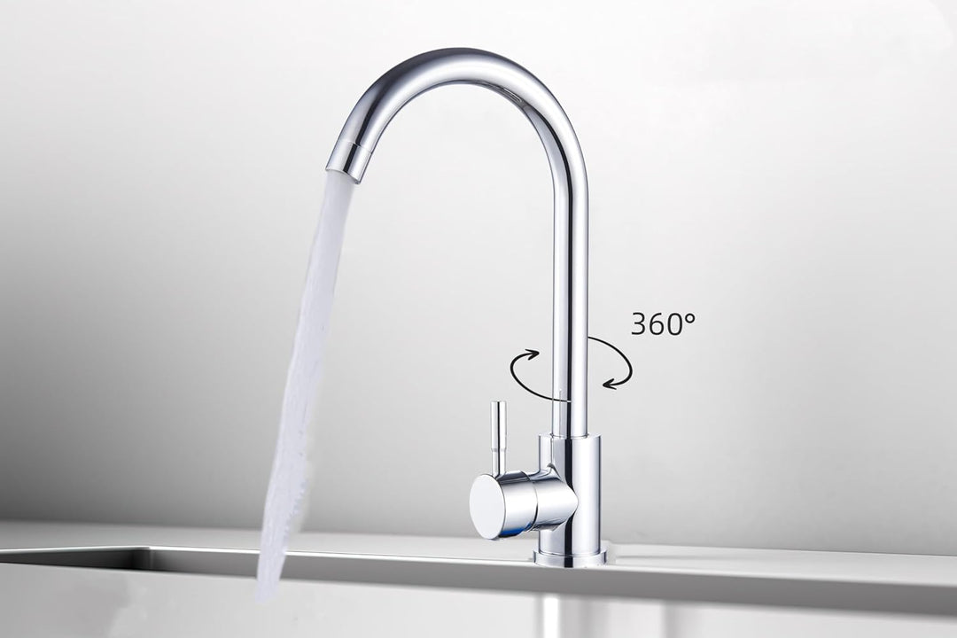 Faizee Home | Küchenarmatur Genial Chrom – Zeitloses Design aus Messing mit Einhebelmischer & 360° S