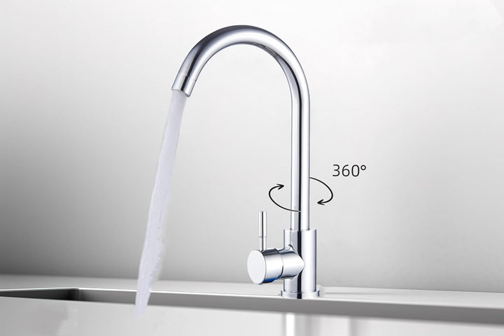 Faizee Home | Küchenarmatur Genial Chrom – Zeitloses Design aus Messing mit Einhebelmischer & 360° S