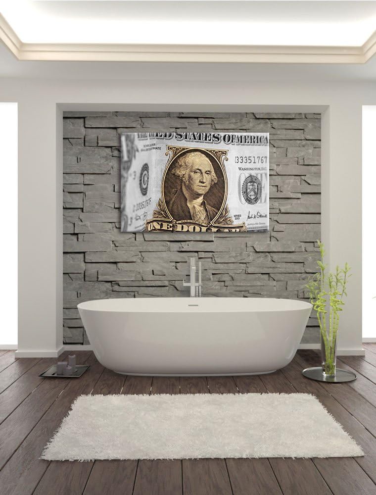 Dollarschein USA schwarz/weiss Format: 100x70 cm auf Leinwand, XXL riesige Bilder fertig gerahmt mit