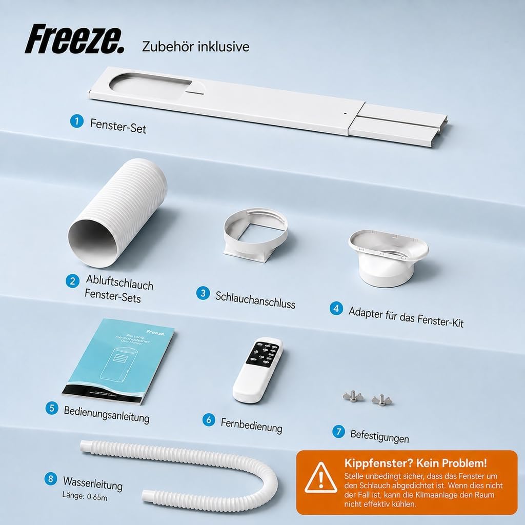 Freeze. nineH 9000BTU Mobile Klimaanlage mit Wärmepumpe, weiss, Monoblock-Klimaanlage und Heizung mi