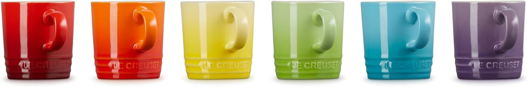 Le Creuset 6er-Set Espressotassen aus Steinzeug, 100 ml, Regenbogen, 79114108359030 Rainbow 100 ml 6