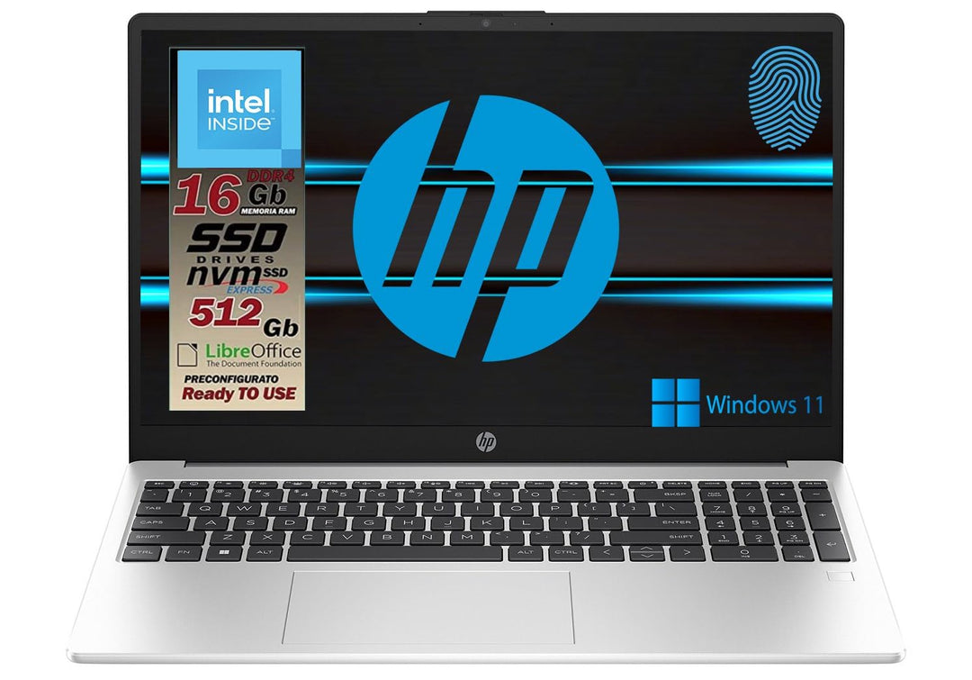 HP 250 G9 Notebook Ultra Silenzioso, RAM 16GB, SSD 512GB, Display FullHD 15.6", Intel N6000 4 Core d
