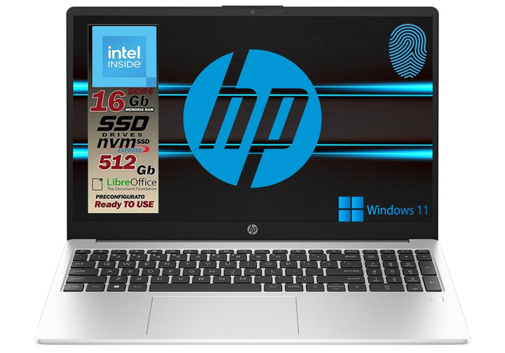 HP 250 G9 Notebook Ultra Silenzioso, RAM 16GB, SSD 512GB, Display FullHD 15.6", Intel N6000 4 Core d