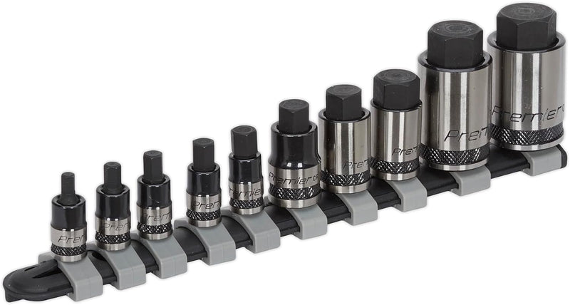 Hex Socket Bit Set 10pc Stubby 1/4", 3/8" & 1/2"Sq Drive Black Series