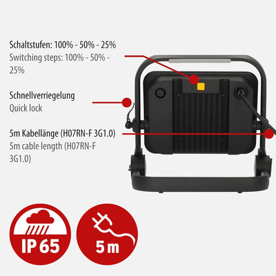 Brennenstuhl LED Baustrahler JARO 14060 M (100W, 11500lm, 6500K, IP65, 5m Kabel, dimmbar, LED Arbeit