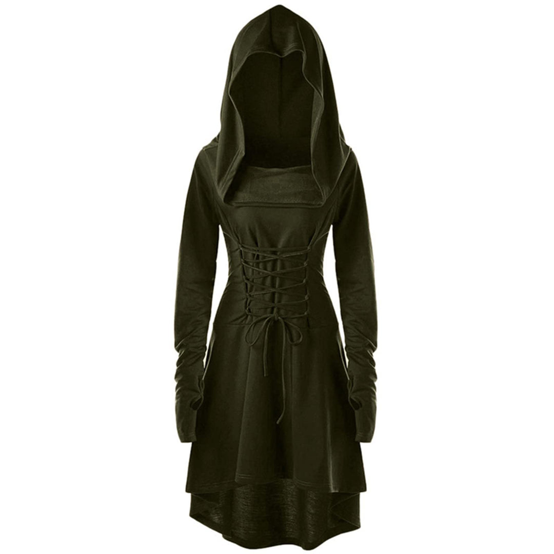 CNVAUIE Renaissance Kostüm Damen Gewand Mittelalterliches Kapuzenkleid Gothic Kleid Cosplay für Hall