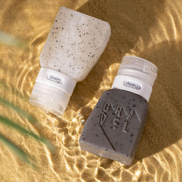 GRAVEL Weiche 85 ml Silikon-Reiseflaschen, auslaufsicher, 2 Stück, TSA genehmigt Transparent und Mat