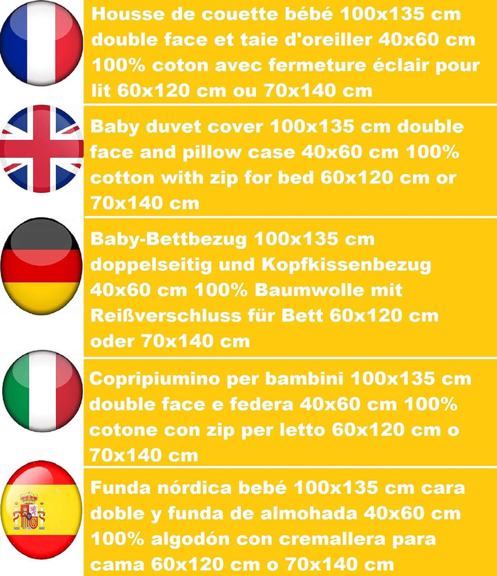 baby bettwäsche 100 x 135 cm und Kissenbezug 40 x 60 cm | Bettwäsche König der Löwen für Betten 60 x