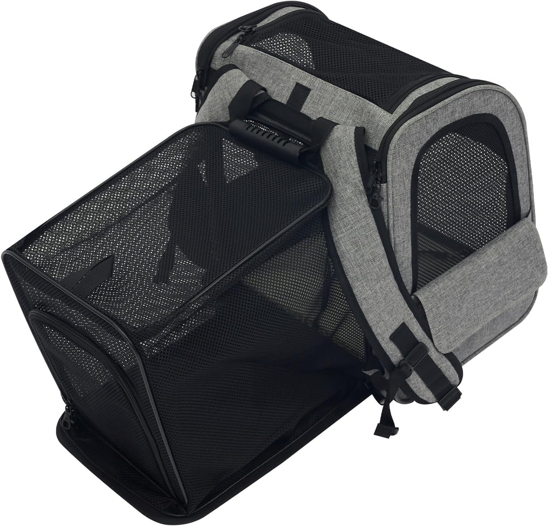 Hunderucksack mit Trolley, 2 in 1 Erweiterbar Hundetransportbox mit Rädern, Grosse Katzenrucksack bi