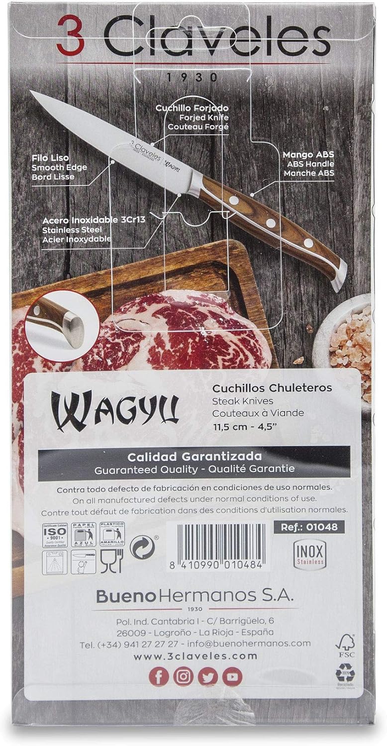 SET 4 CUCHILLOS CHULETEROS WAGYU 11,5 cm - 4,5" E 3C