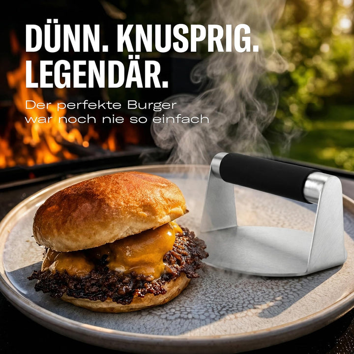 Burgerpresse Edelstahl mit Silikongriff für Smash Burger