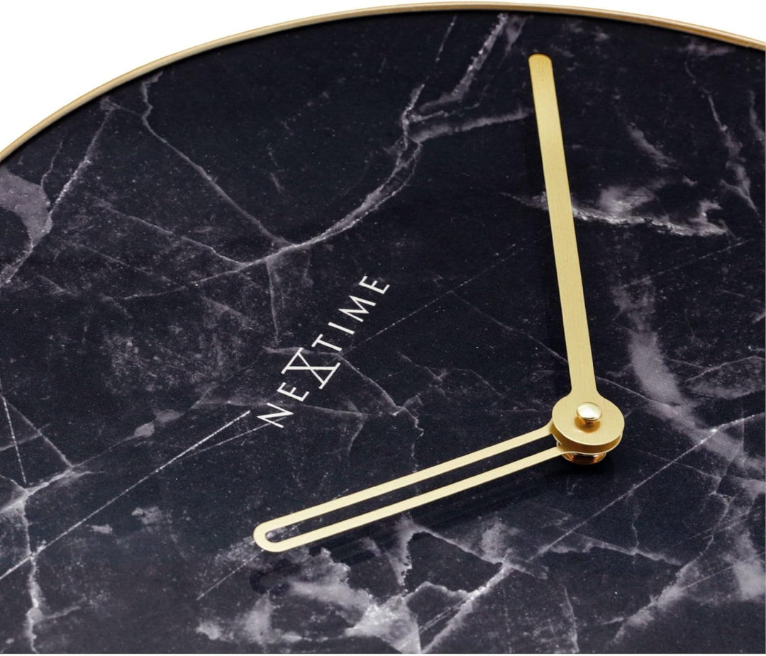 NeXtime Marble Wanduhren, Glas, Schwarz, Ø 40 cm