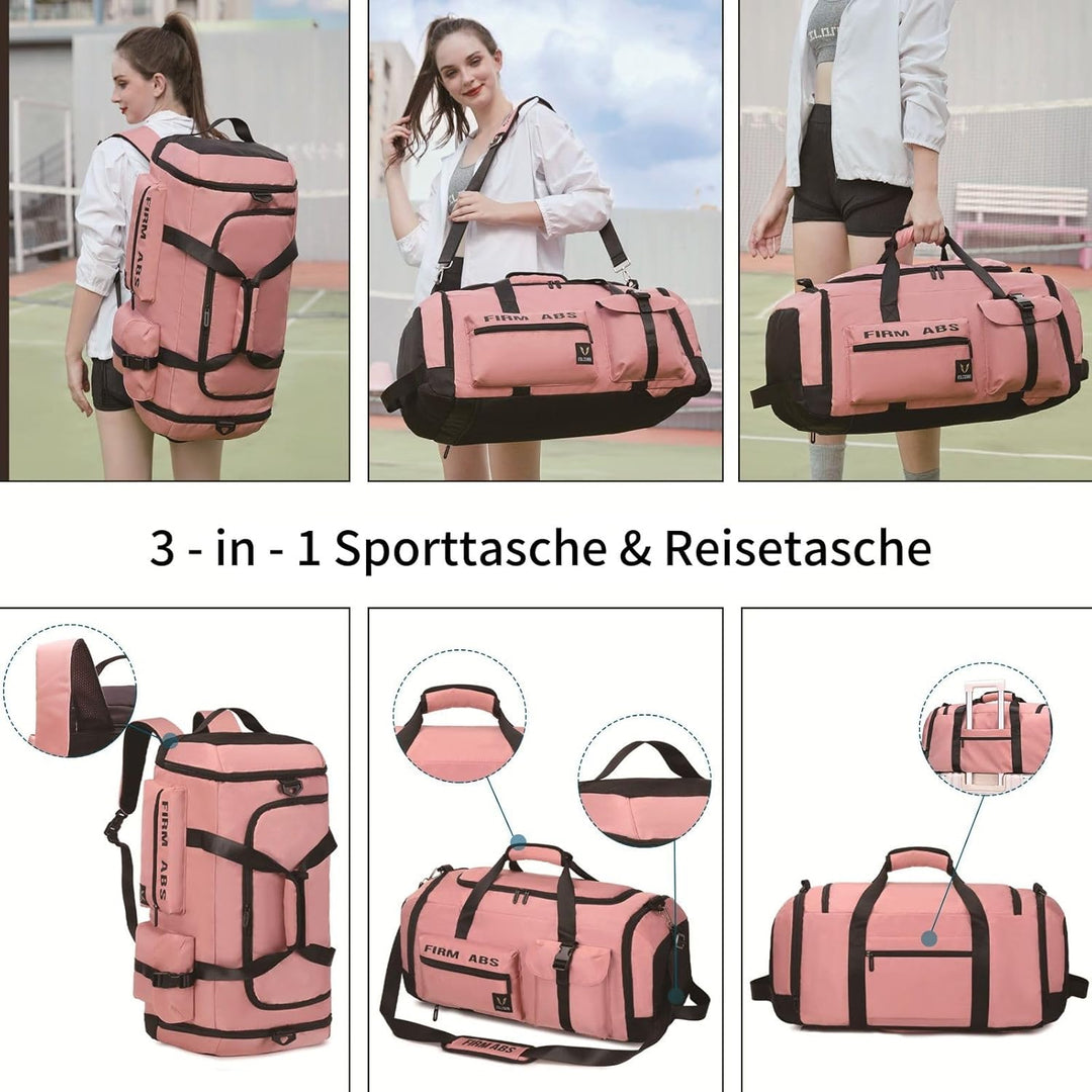 Suweir Reisetasche Gross Damen Herren 65L Sporttasche mit Schuhfach und Nass-Trockenfach Large Capac