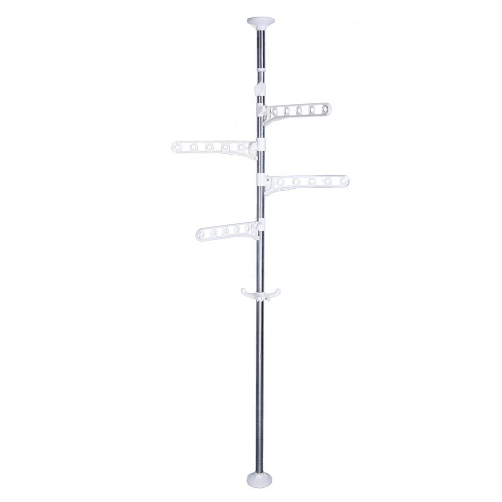 BAOYOUNI 4-Tier Stehend Wäscheständer Kleiderbügel Organizer Boden bis zur Decke Verstellbare Metall