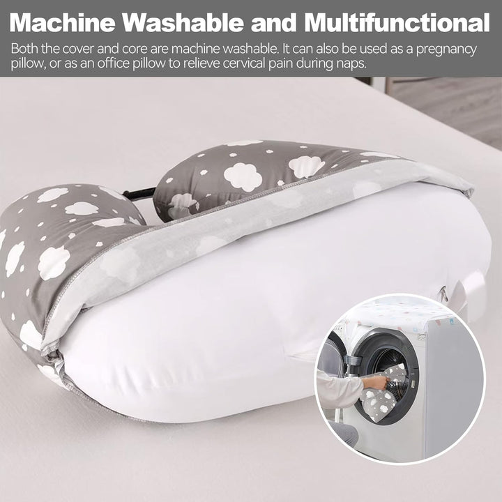 Stillkissen, Stillkissen Stützkissen für Mutter und Baby, Pregnancy Pillow mit 100% Baumwollbezug, V