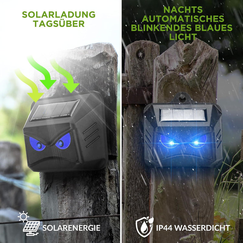 ISOTRONIC – Solar Tiervertreiber gegen Wildtiere wie Waschbären, Rehe, Füchse, Wildschweine u.v.m. –